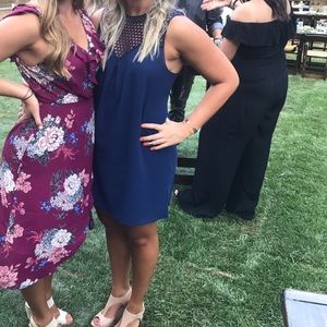 Navy, detailed neckline dress